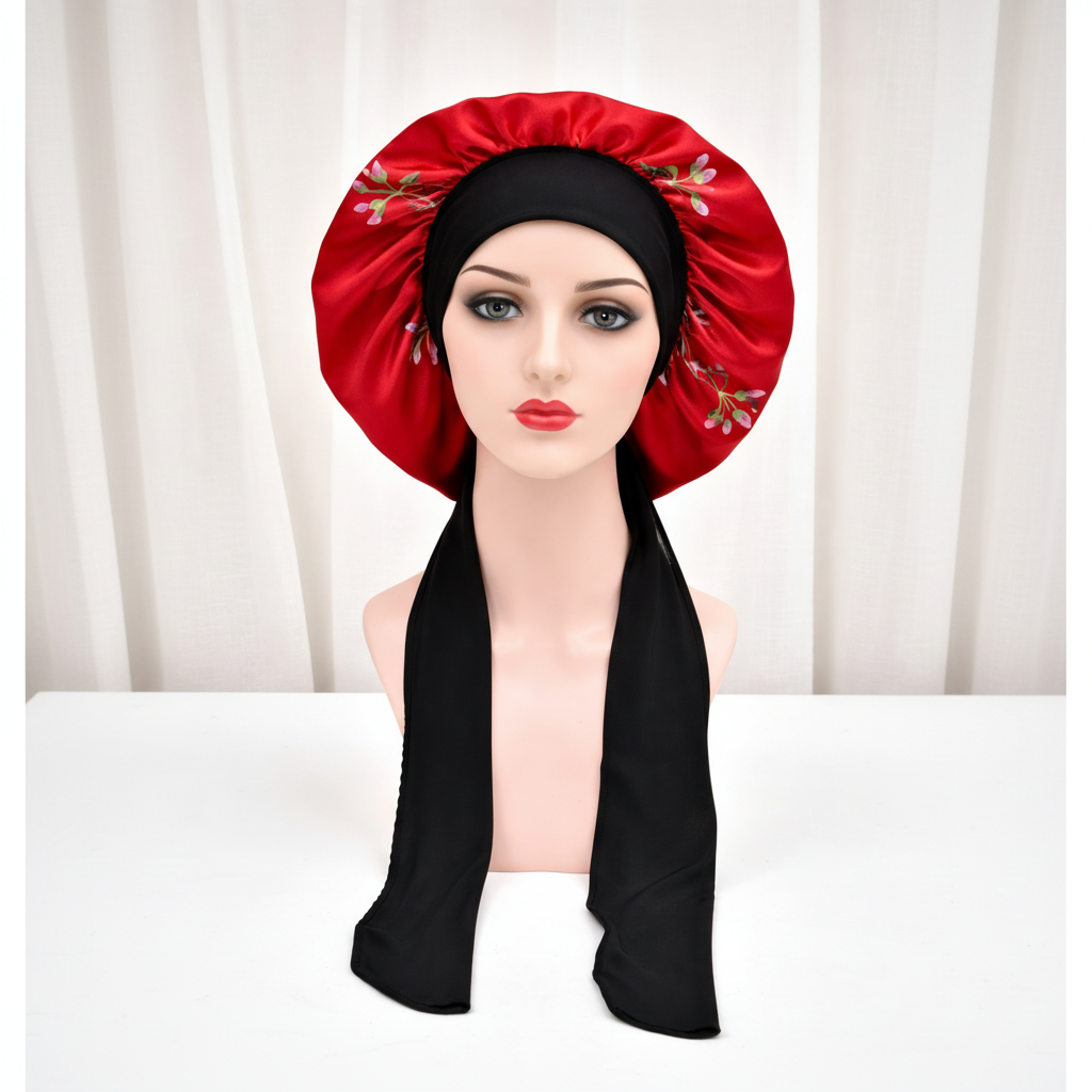 Large Hair Bonnet - Red