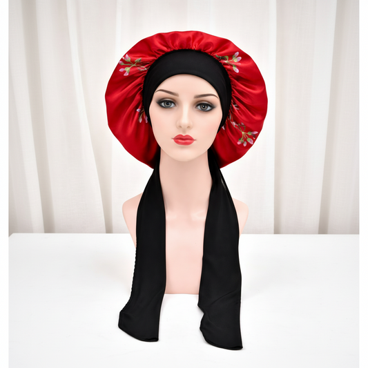 Large Hair Bonnet - Red