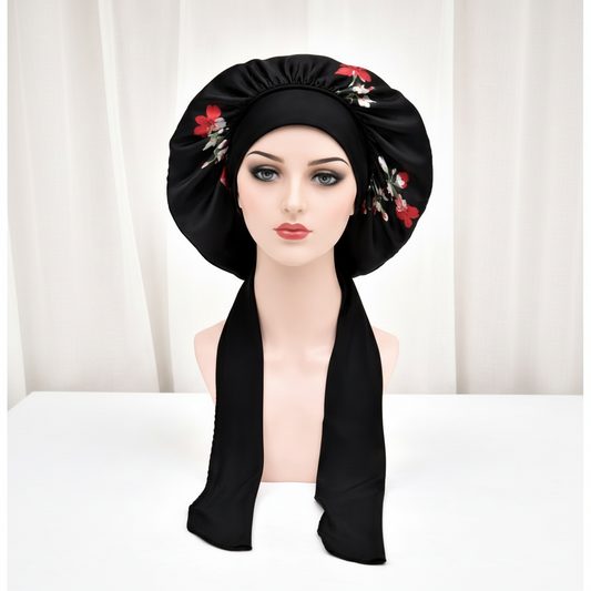 Large Hair Bonnet - Black