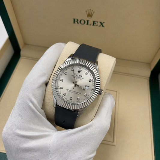 Rolex Rubber Strap - Silver (Unisex, No Box)